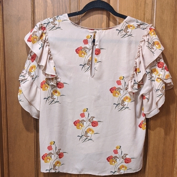 Zara Pink Flutter Sleeve Blouse with Ruffled Asymmetrical Design med - Picture 7 of 10